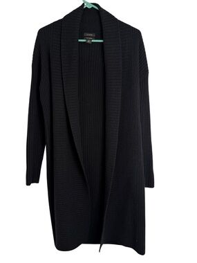 Halogen Black 100% Cashmere Long Sleeve Long Cardigan Sweater Size XS/S